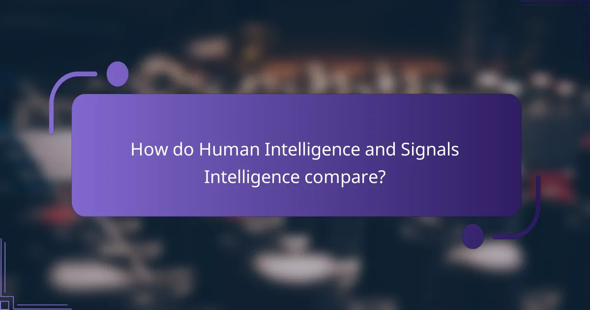 How do Human Intelligence and Signals Intelligence compare?